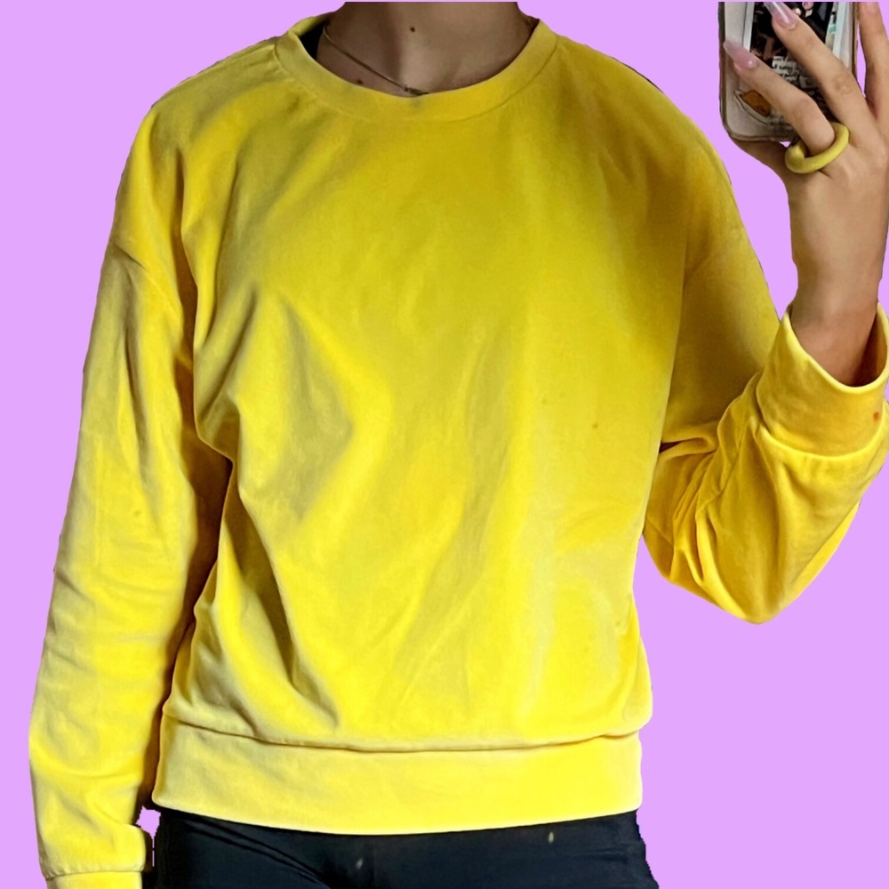 Bright pastel/neon yellow velvet sweater from Zara